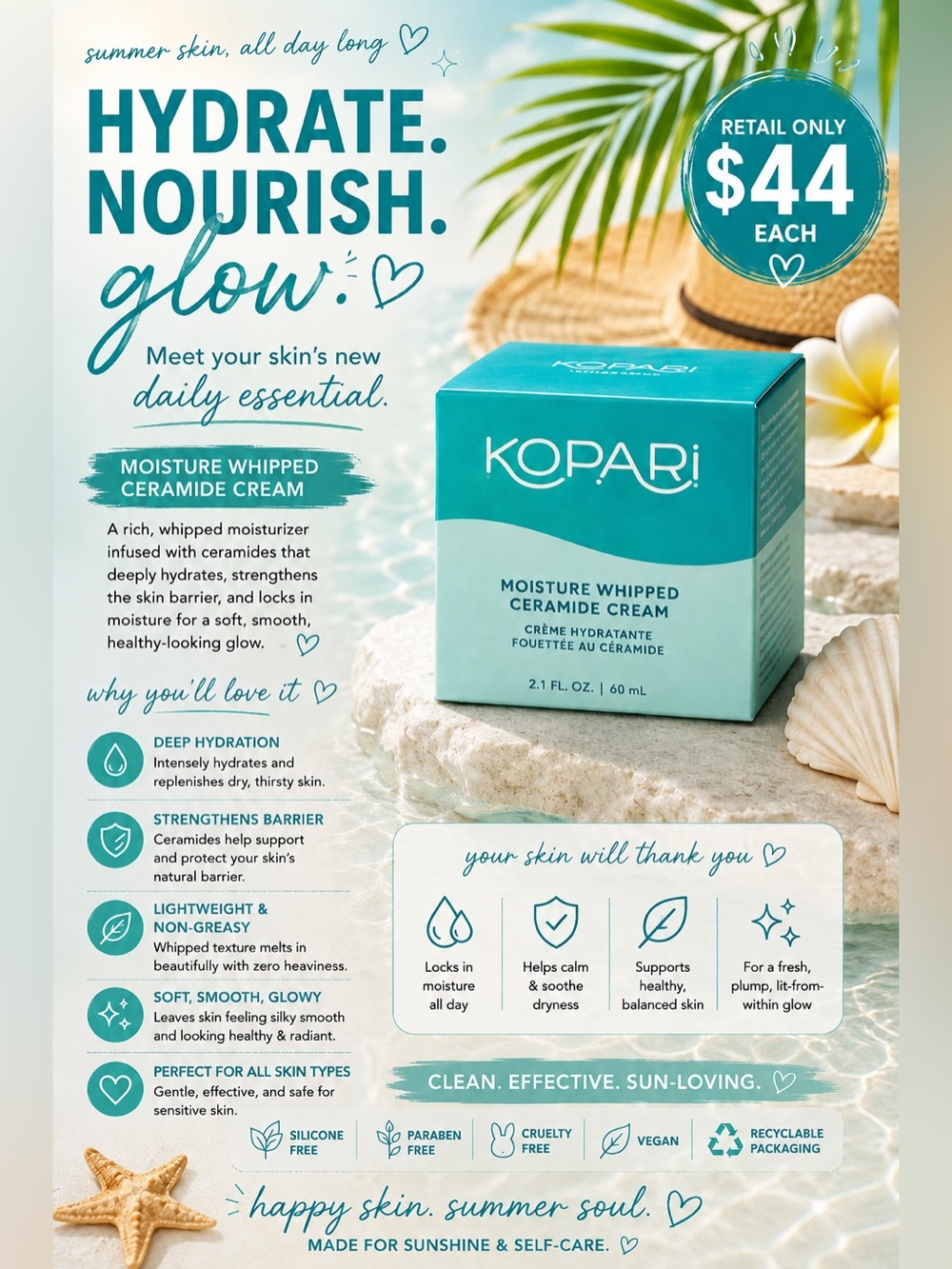 Kopari Teal Moisture Whipped Ceramide Cream